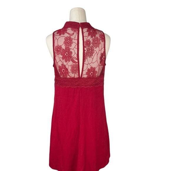 Altar'd State Red Lace Chemise with Intricate Detailing - Picture 3 of 5